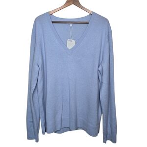 NWT Antonio Melani Maya Blue Monica V-Neck Cashmere Sweater